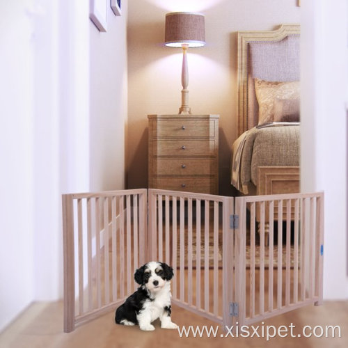 Pet Dog Fence Folding Solid Wood Playpen Gate